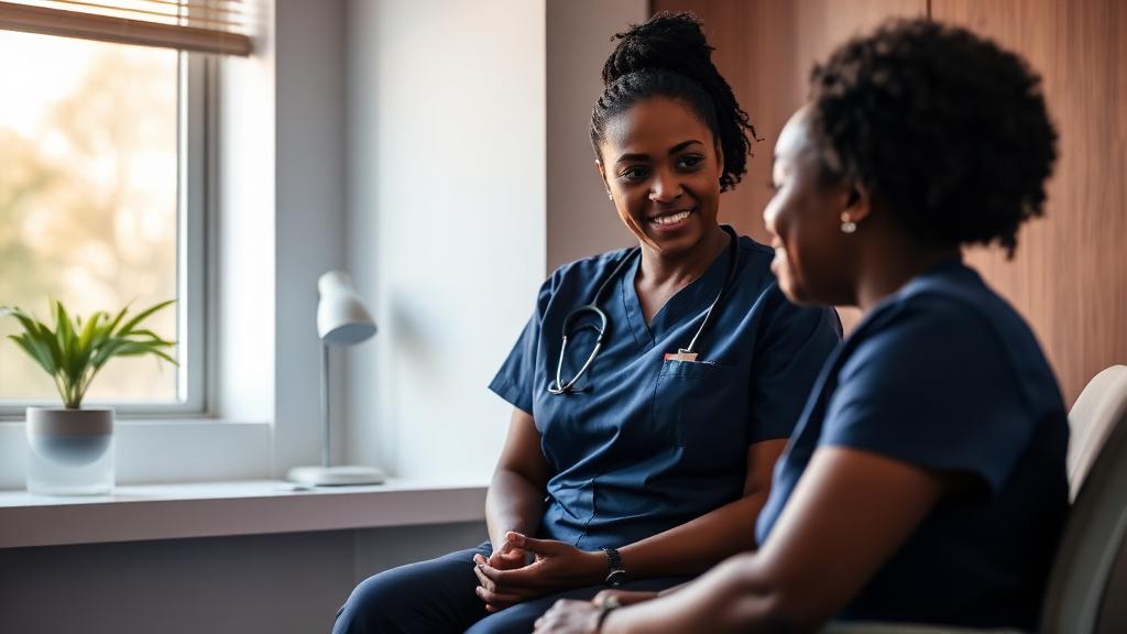 Nurse discussing family planning options with a patient