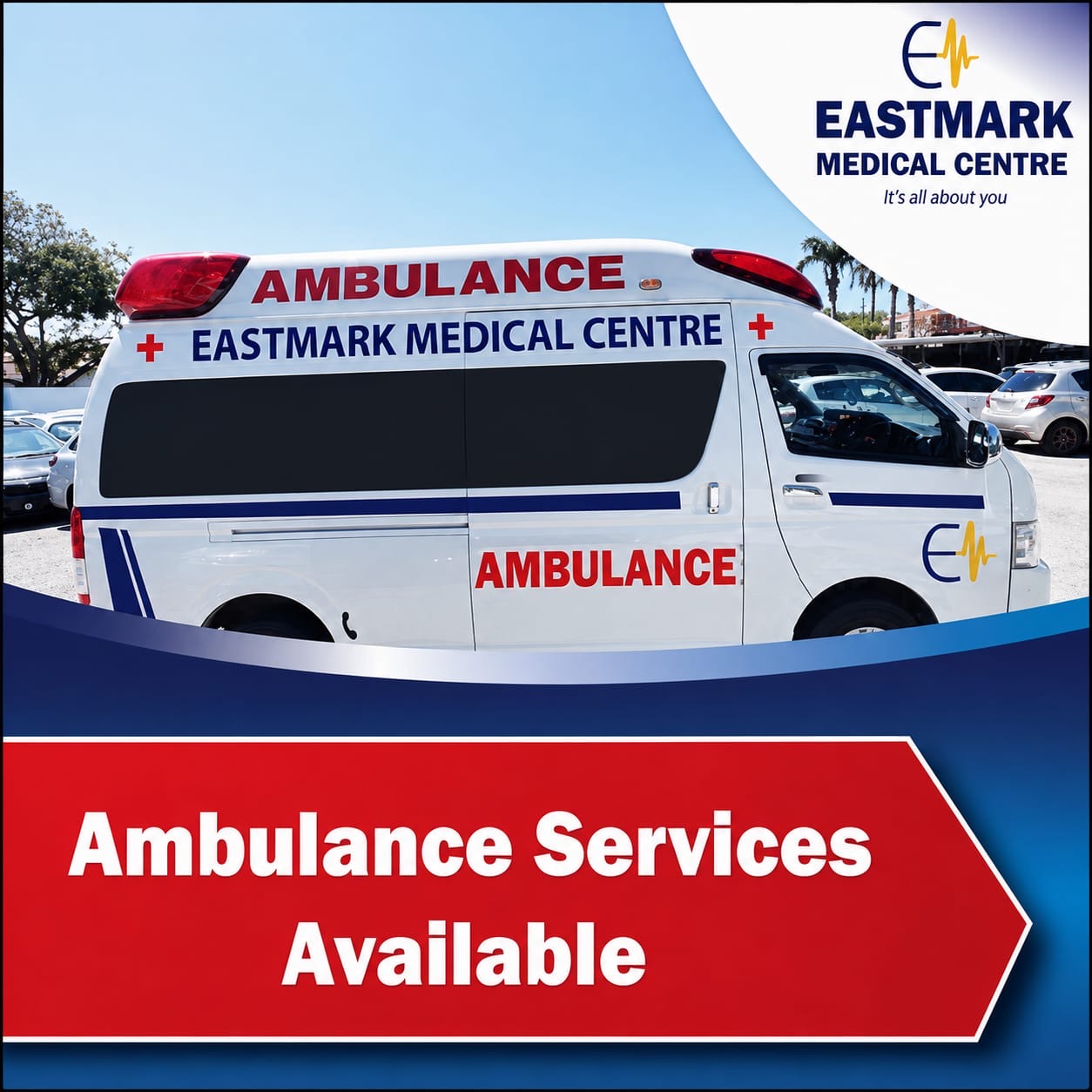 Eastmark ambulance with paramedic team in navy response uniforms