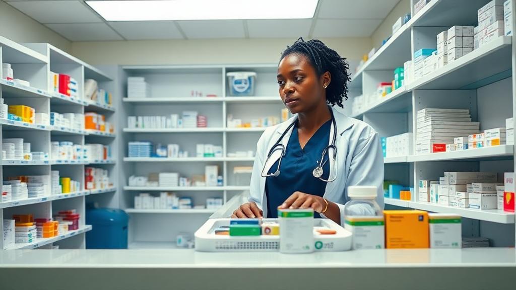 Pharmacist dispensing medication at the Eastmark hospital pharmacy